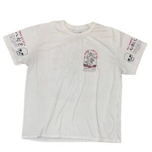 FALL DOWNN 7 TIMES GET UP 8 Men's White Graphic Tee with Skull Design